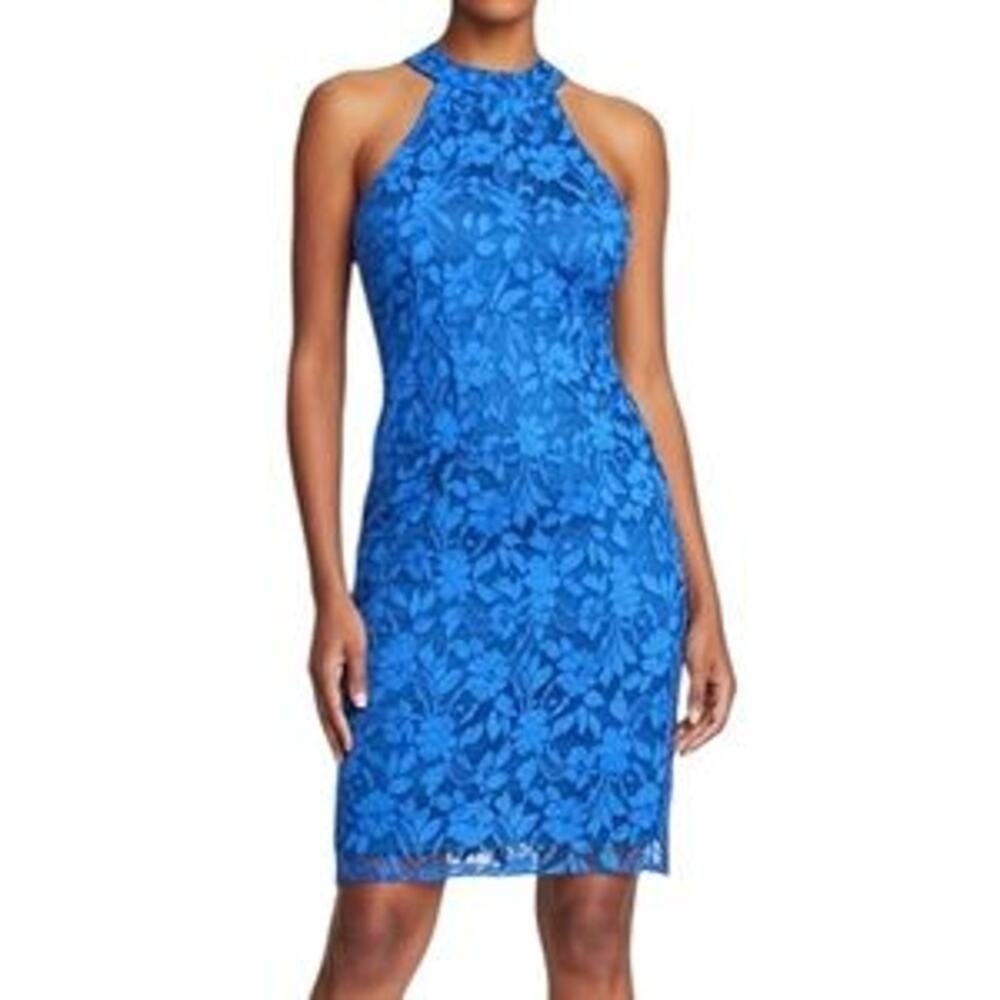 Moda International from Victoria's Secret Blue Lace Halter Dress, Sz S -- NWT